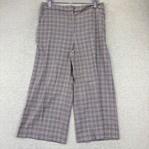 Halogen Petite Wide Leg Plaid Pants Grey Purple Glen Check Trousers Size 10P